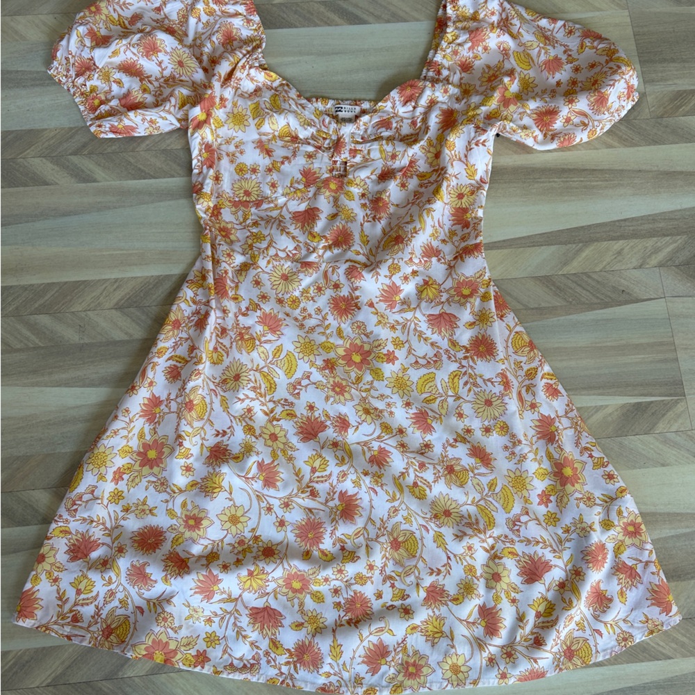 Billabong Mini Dress in Vibrant Orange and Yellow